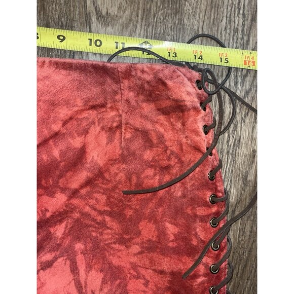 Vintage 90s Bebe Suede Leather Side Lace Up Mid Rise Pants Size 4 Bottom Slits - Picture 10 of 13